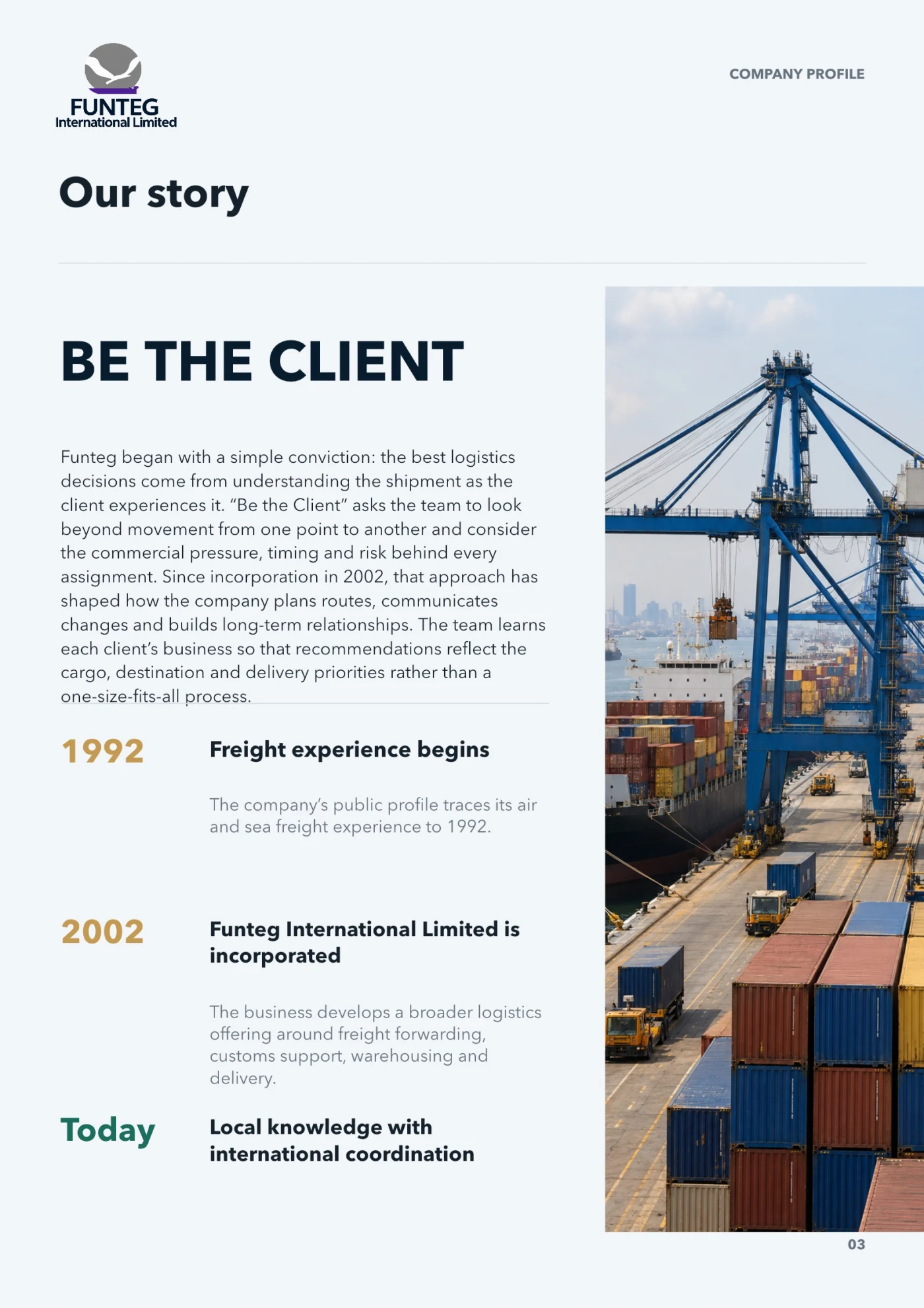 Company profile page 3: Our story