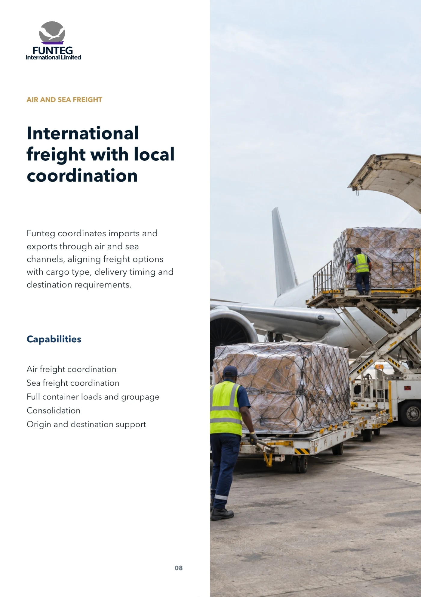Company profile page 8: Air and sea freight